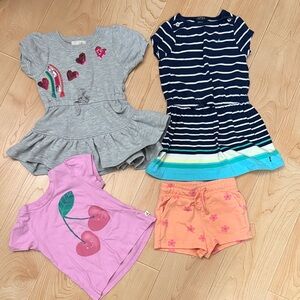 Toddler Girl Gray Heart Sequin Dress 2T, Nautica Striped Blue Dress 24M, Tshirt
